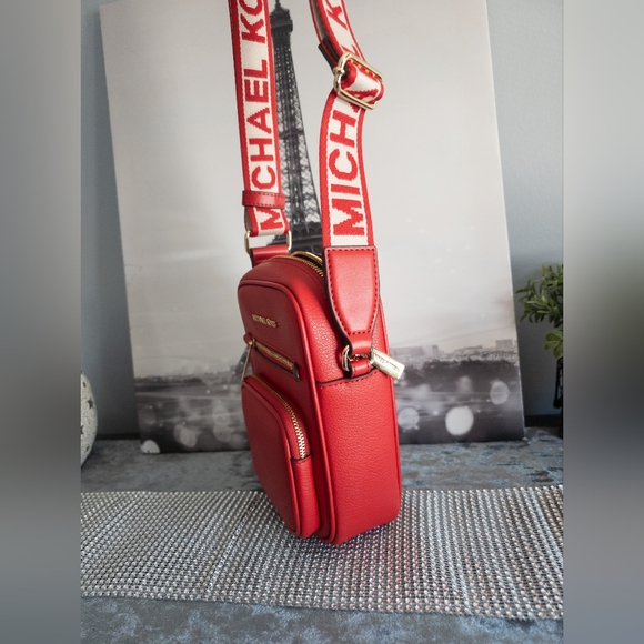 ❗️LOW START ❗️Michael Kors- NWT- Jet Set Medium Leather Crossbody Bag- Red - Picture 16 of 16